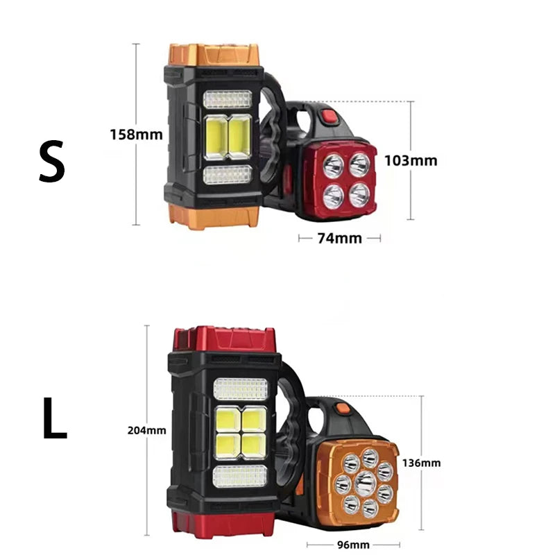 Portable Powerful Solar LED Flashlight, Vieruodis solar flashlight with LED bulbs, waterproof, and rechargeable via USB or solar charging.