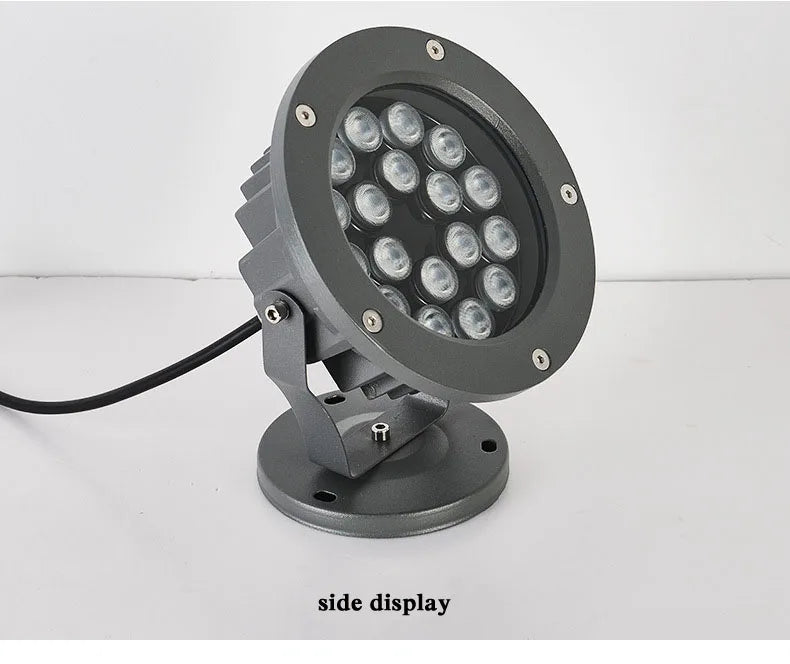 NEARCAM outdoor RGB projection light, Modern outdoor flood light with LED bulbs and IP65 protection.