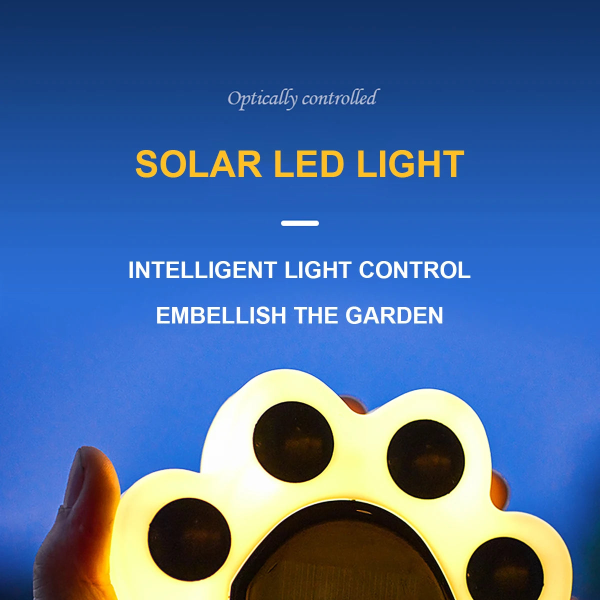 Solar LED Light, Solar-powered LED lights that adapt to natural light, creating a cozy outdoor ambiance.