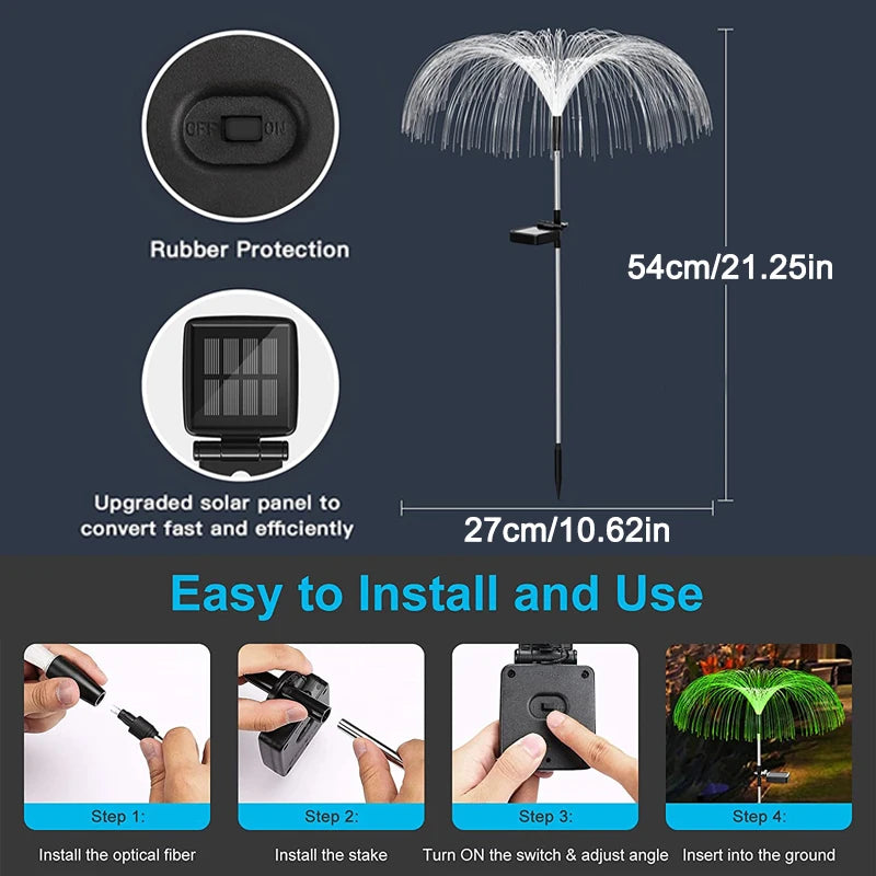 Solar Garden Light, Solar-powered jellyfish lights with upgraded panels, waterproof design, and easy install.