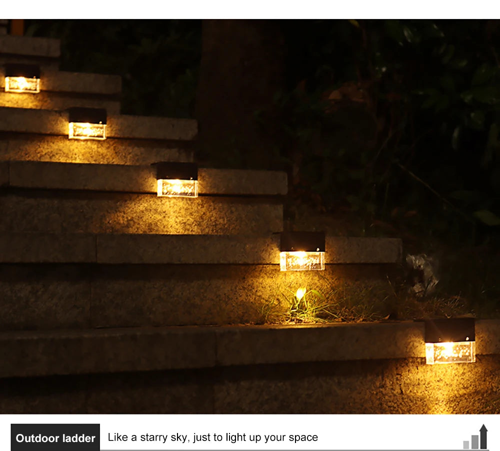 Solar LED Light, Illuminates outdoor spaces with a warm glow, perfect for pathways, stairs, and gardens.