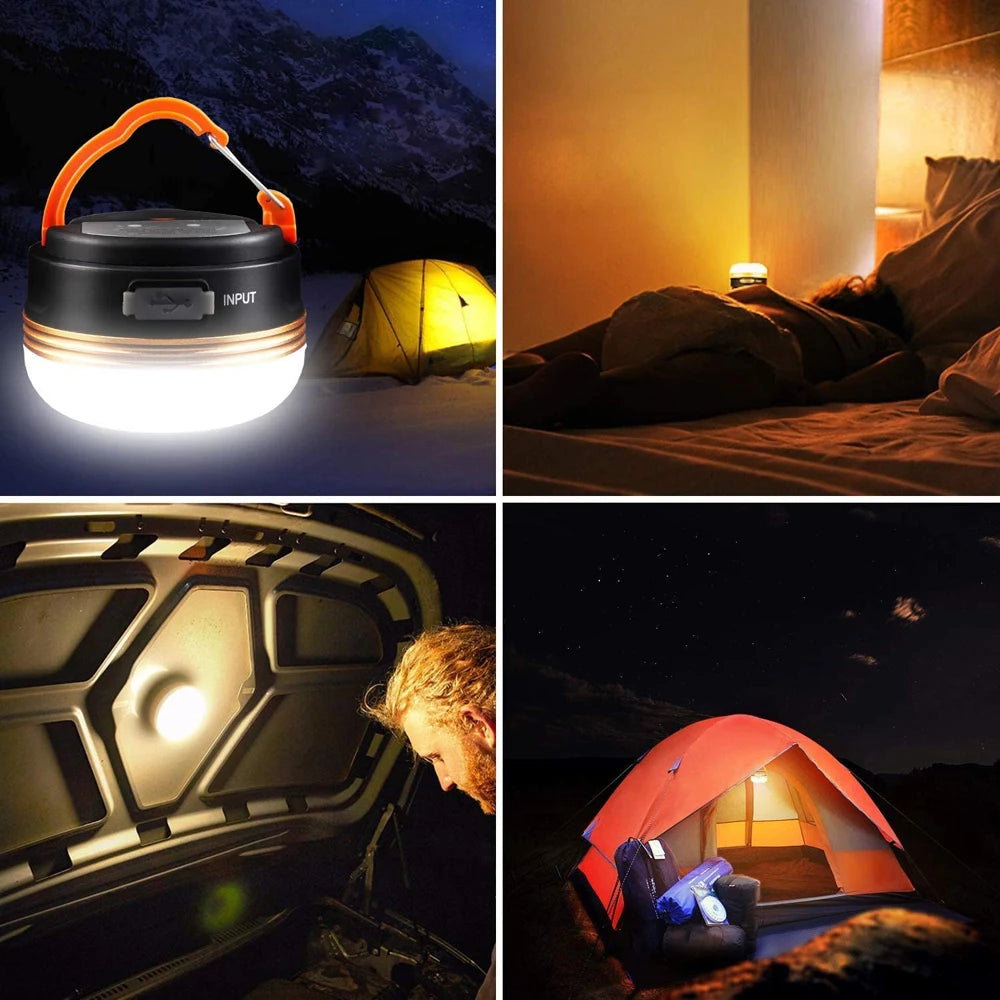 Portable lantern for outdoor adventures like camping, hiking, and fishing.