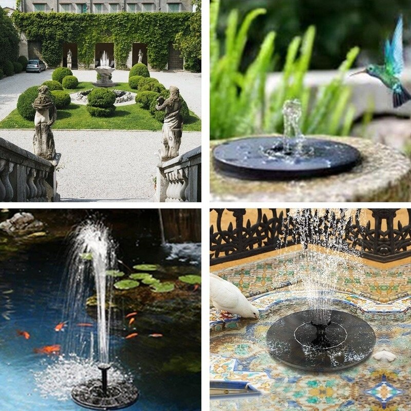 Mini fonte de água solar piscina lagoa - fonte de cachoeira decoração de jardim banho de pássaros ao ar livre fonte de água flutuante de energia solar