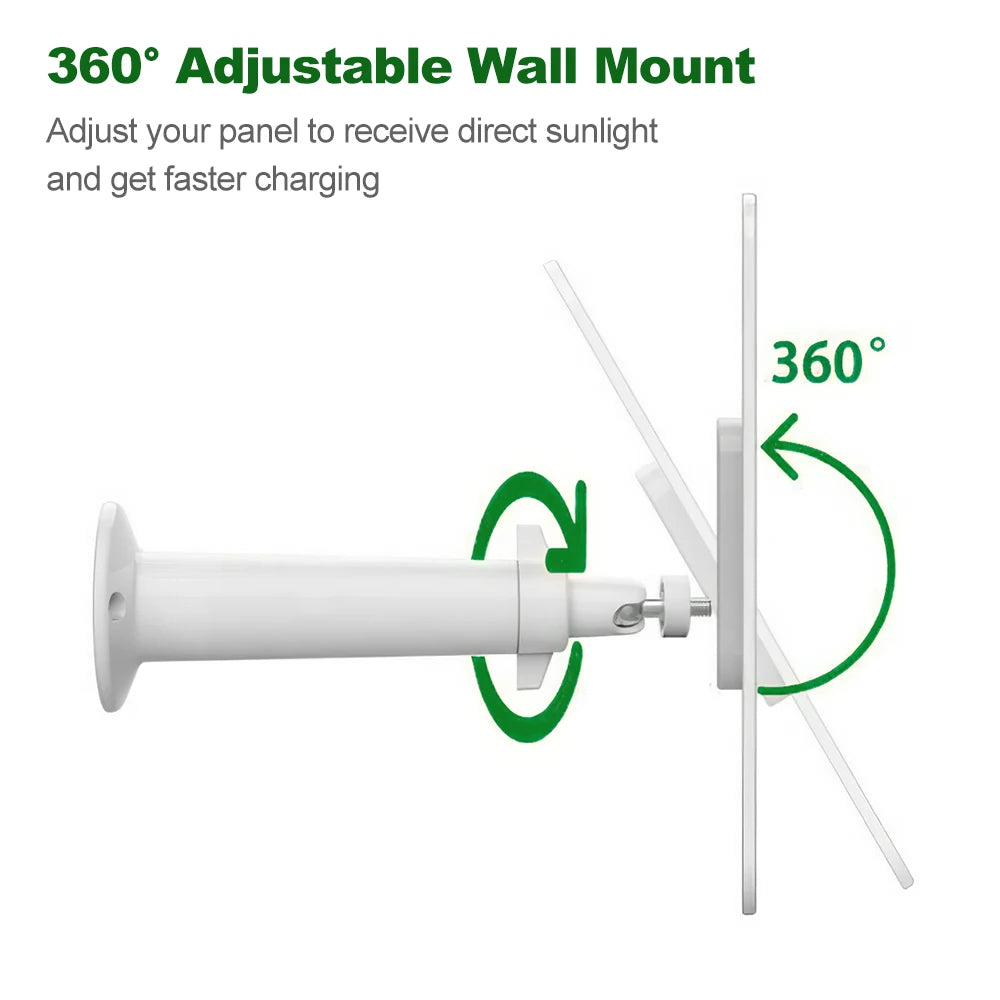 4W Solar Panel, Adjustable wall mount for optimal solar charging: tilt and rotate for maximum sun exposure.