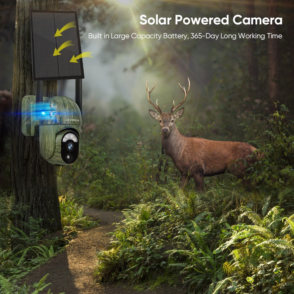 Câmera solar LS VISION LS-WS16M - câmera de segurança solar 4MP 4G sem fio WiFi ao ar livre Detecção de humanos/animais 2-Way Talk IP66 Câmera de vida selvagem à prova d'água