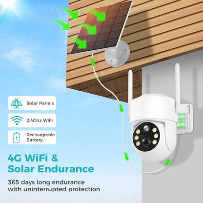 SOVMIKU WIFI Solar Camera - 4MP PIR Human Detection Outdoor Security With Solar Panel Wireless Surveillance PTZ Battery IP Camera