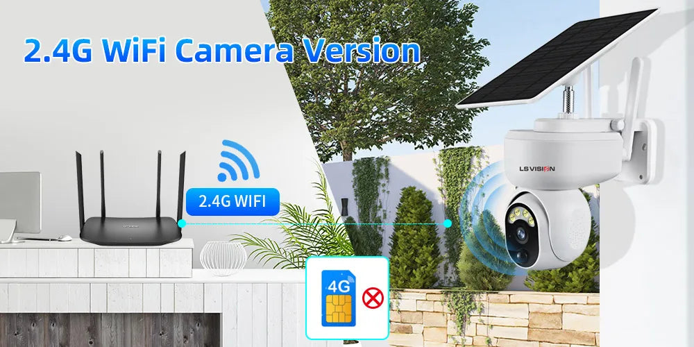 LS Vision 2.4GHz Wi-Fi camera supports 4G connectivity for seamless streaming and control.