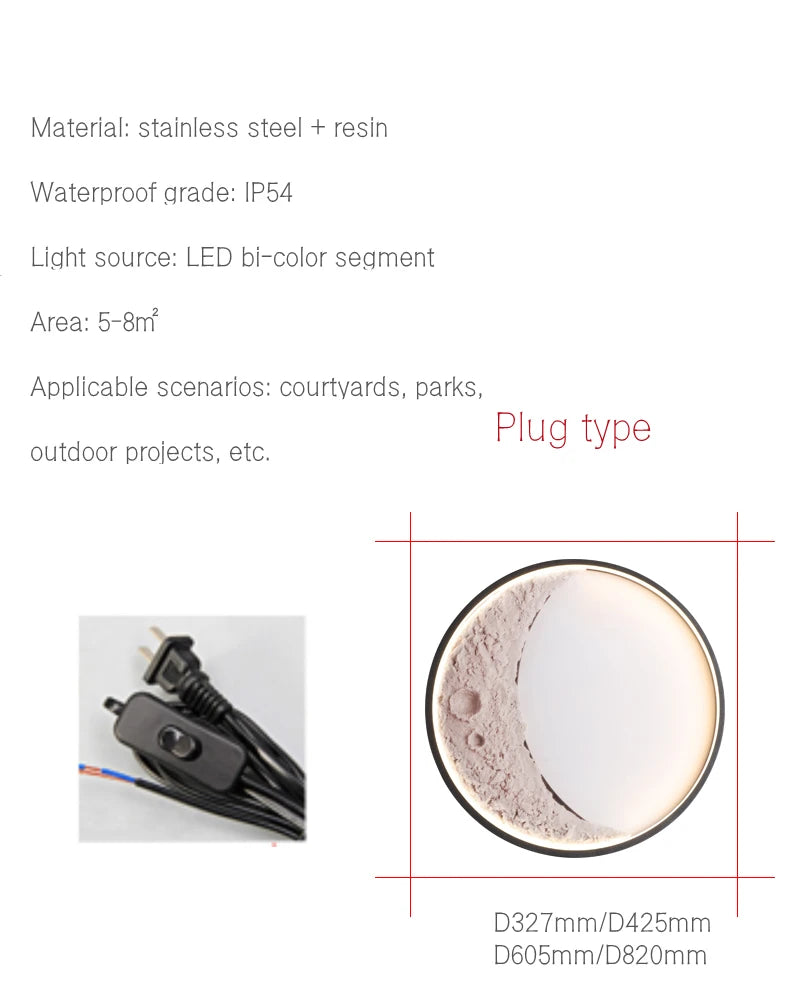 Outdoor LED wall light with stainless steel and resin construction, IP54 waterproof, perfect for courtyards and parks.