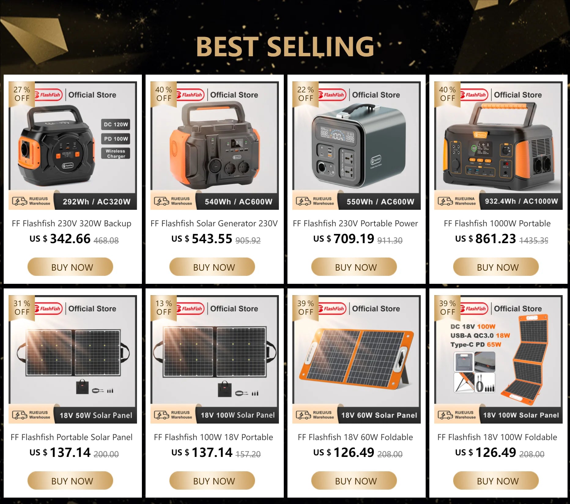 FF Flashfish P66 Solar Generator, Portable power station with 230V output, 260W capacity, and 288.6Wh battery for home, outdoor, and camping use.