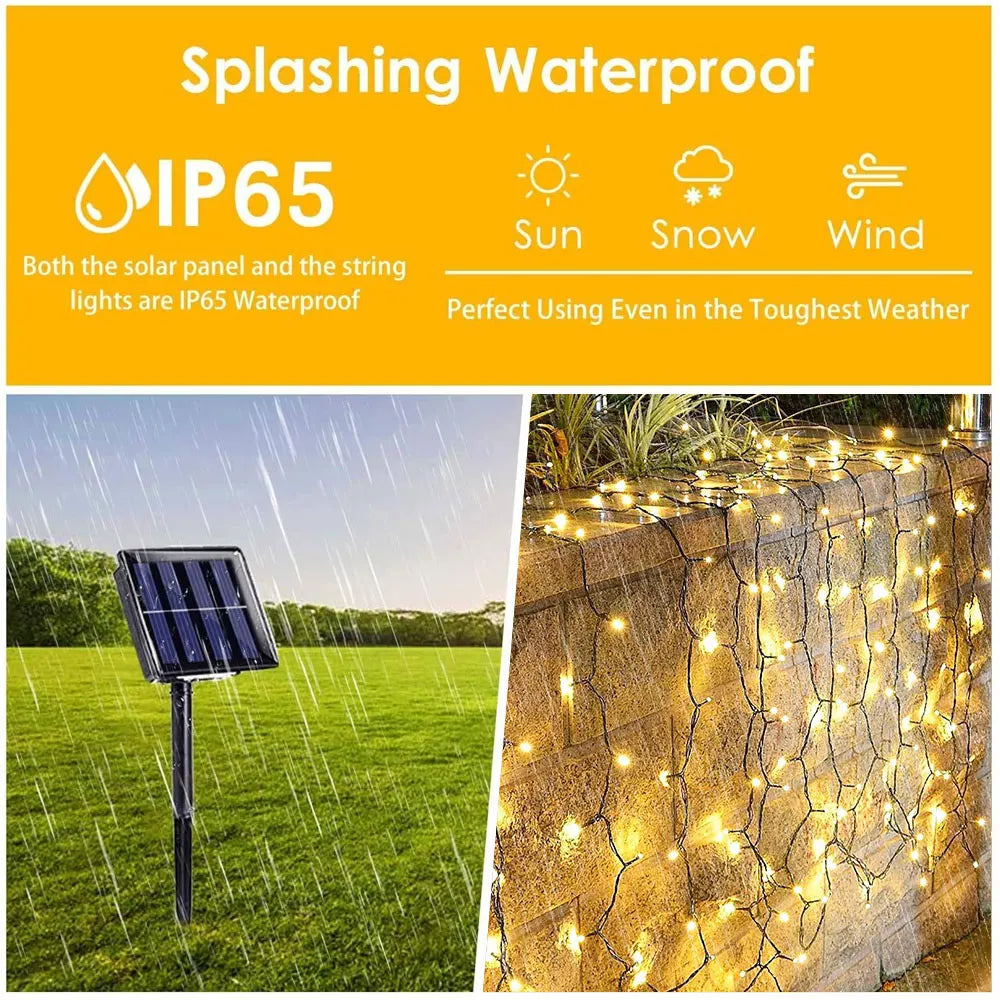 32m/22m/7m Solar Fairy Garden Light, Outdoor-friendly solar-powered fairy lights withstands weather conditions including sun, snow, wind, and rain.