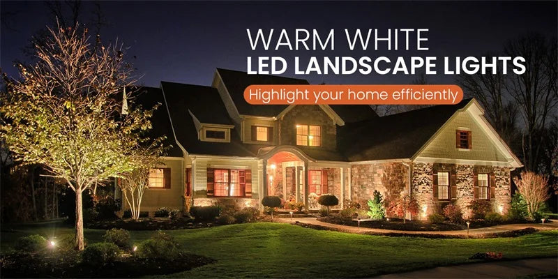 LED Lawn Lamp Outdoor Garden Light, Elegant warm white LED spotlight enhances yard ambiance with efficient lighting.