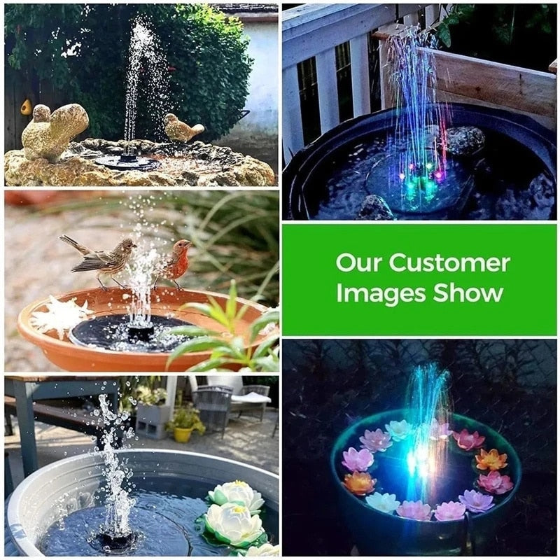 13cm/16cm/18cm Solar Fountain Pump Energy-saving Plants Watering Kit Colorful Solar Fountain Solar Panel Bird Bath Fountain Outdoor Garden Pool