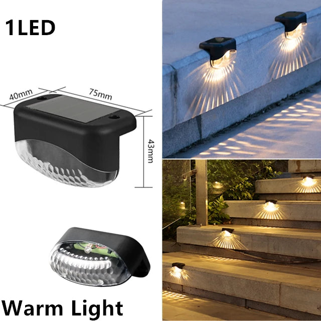 LED Solar Stair Light, Solar charging with amorphous silicon panels converts sunlight to energy, saving electricity and eliminating bills.