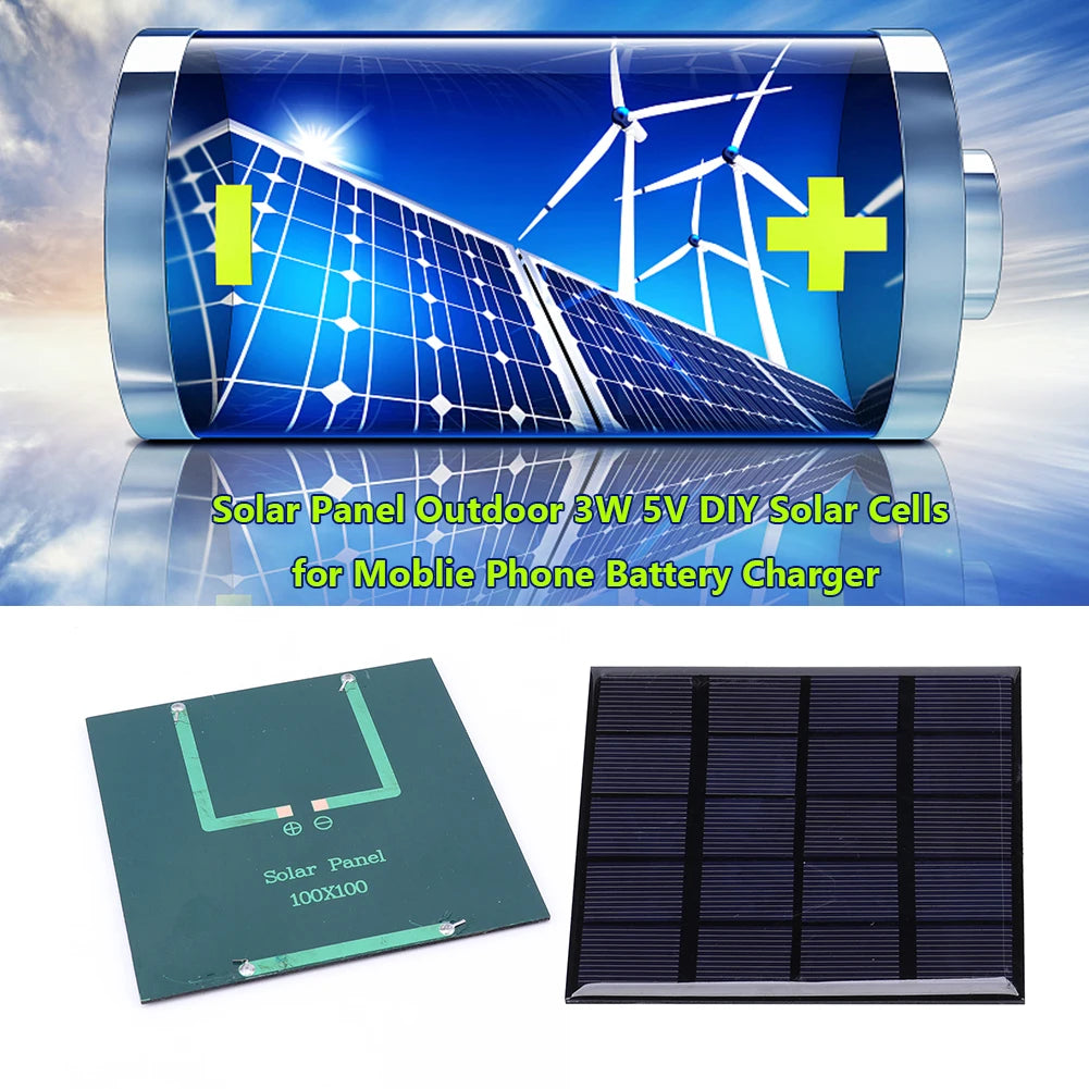 3W 5V Solar Panel, Compact solar charger board for DIY projects, charges small devices like phones.