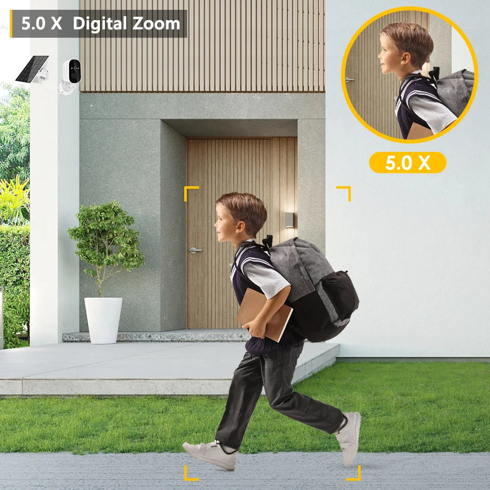 BESDER TD3 WiFi Solar Camera, Cloud storage for 1 month, securely backing up and playing back recordings via iCsee app.