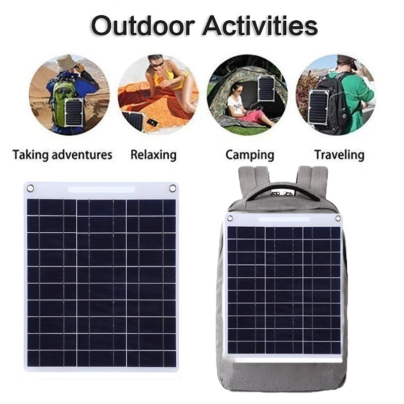 60W Solar Panel, Perfect for outdoor enthusiasts: camping, traveling, hiking, or relaxing