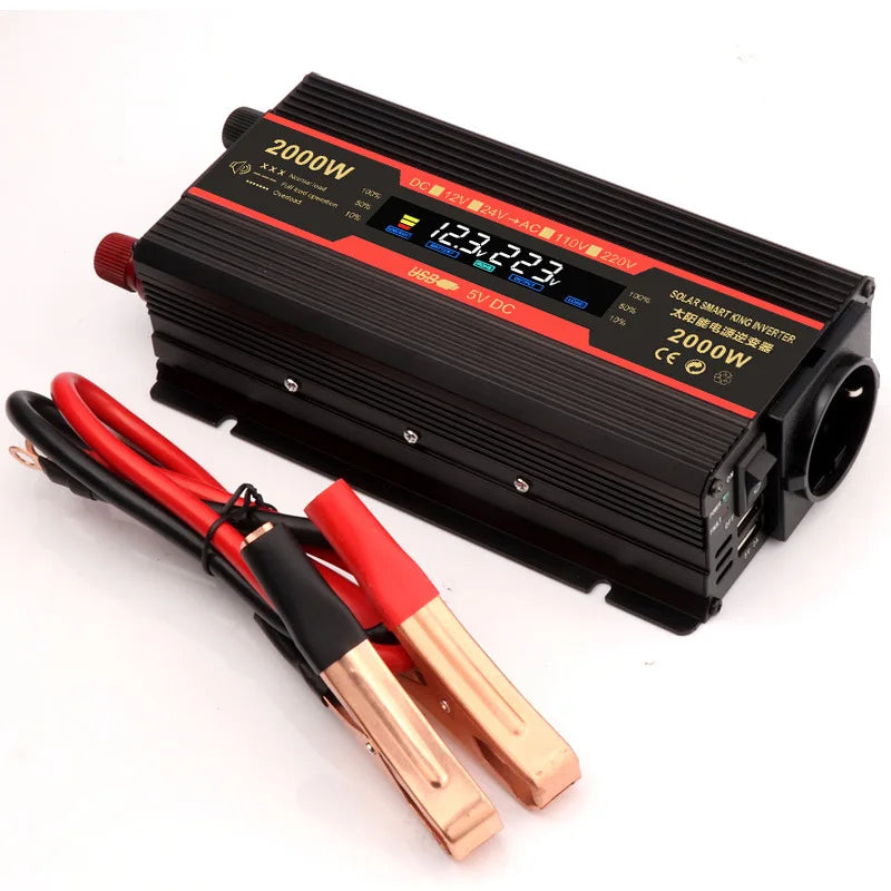 Pure Sine Wave Inverter, Converts DC power to AC power with adjustable output (1000W-3000W) for solar-powered devices and emergency backup systems.