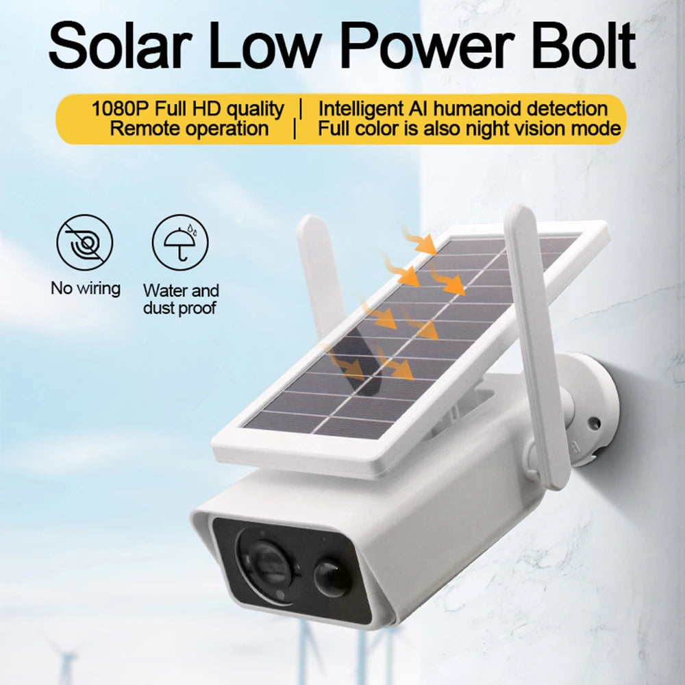 BYSL 4MP Solar Camera, Wireless, waterproof camera with full HD, night vision, and human detection, controlled remotely.
