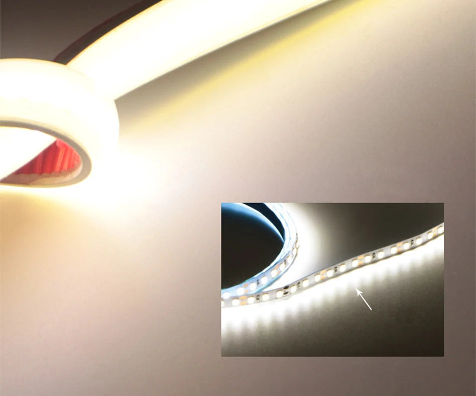 LED strip with adjustable color temperature and COB technology, waterproof and easy to install.