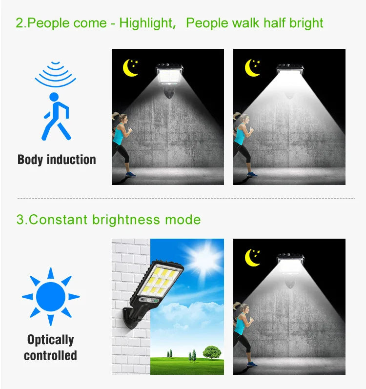 PIR Motion Sensor Street Light, Magnetic sensor detects movement, adjusts lighting to optimize energy efficiency and safety.