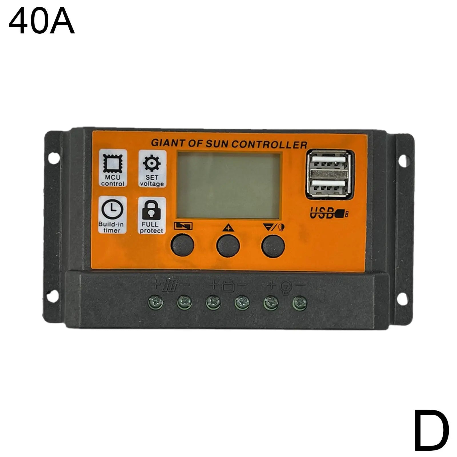 MPPT Solar Charge Controller, Charge controller with timer, USB port, and protection for 10-100A solar panels.