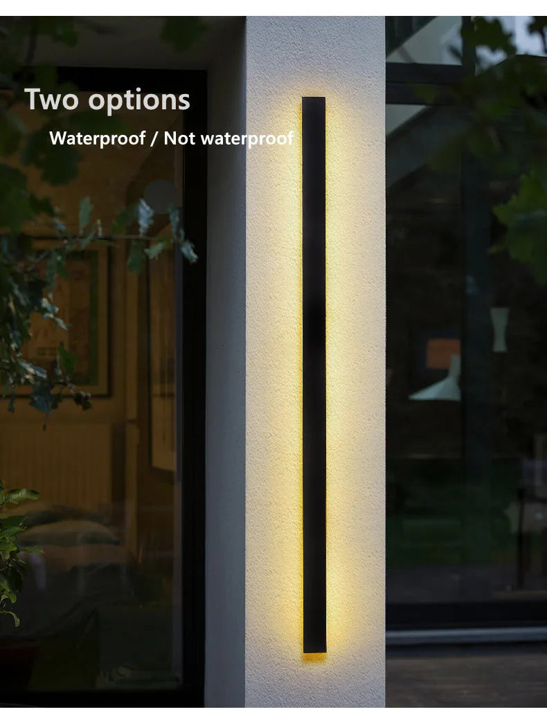 Waterproof LED long wall light, Waterproof LED light for outdoor use or indoor rooms with IP65 rating.