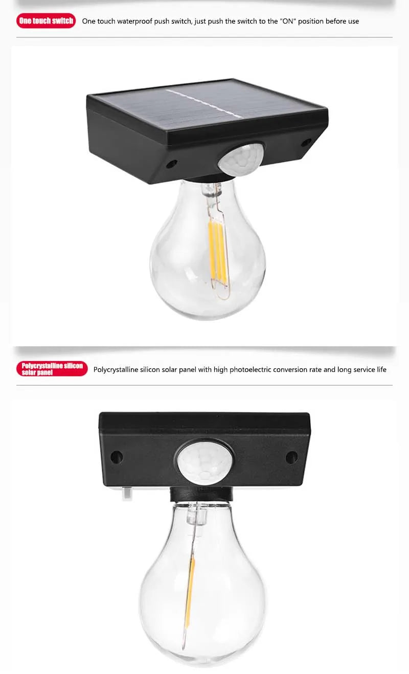 Solar Light, Waterproof switch activates device with one touch, powered by efficient solar panels with long-lasting performance.