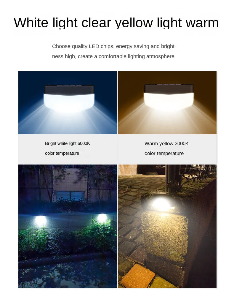 LED Solar Stair Light, Energy-efficient LED lights with two color options: bright white (6000K) or warm yellow (3000K)