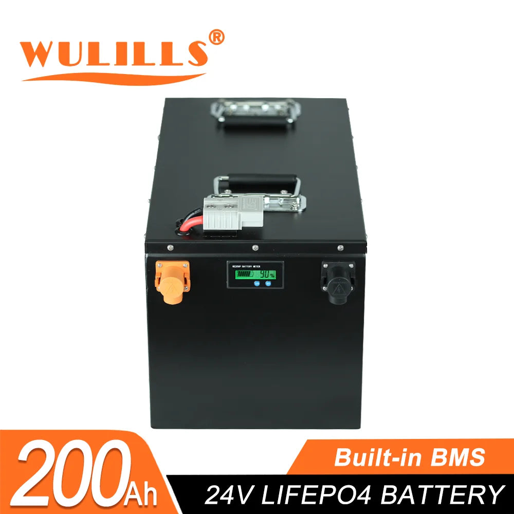 New Grade A 24V 100Ah 200Ah LiFePo4 Battery, Lithium iron phosphate battery pack with built-in BMS for solar-powered boats, no tax.