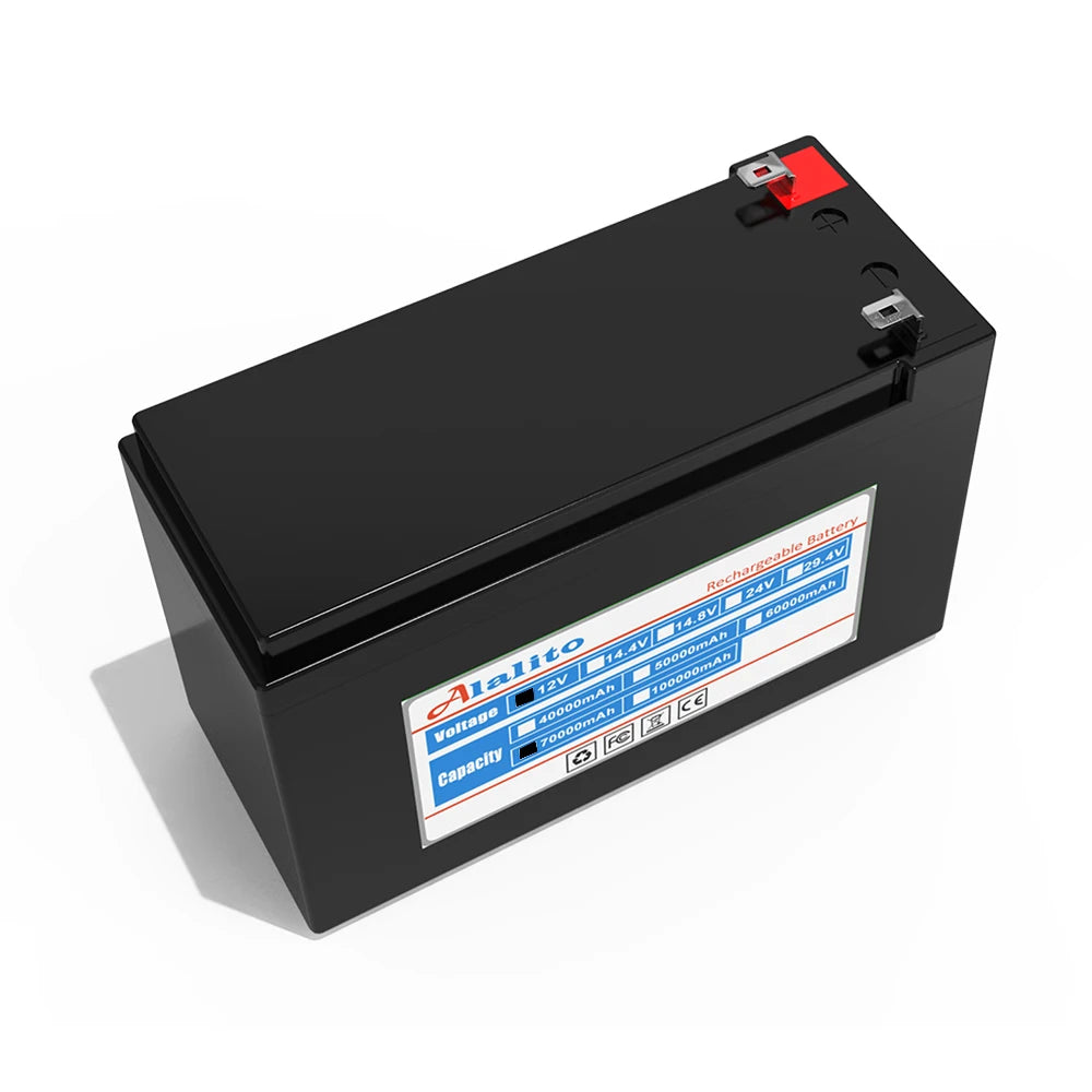 12V 60Ah 18650 lithium battery, High-performance 12V 60Ah lithium-ion battery pack with 40A output.