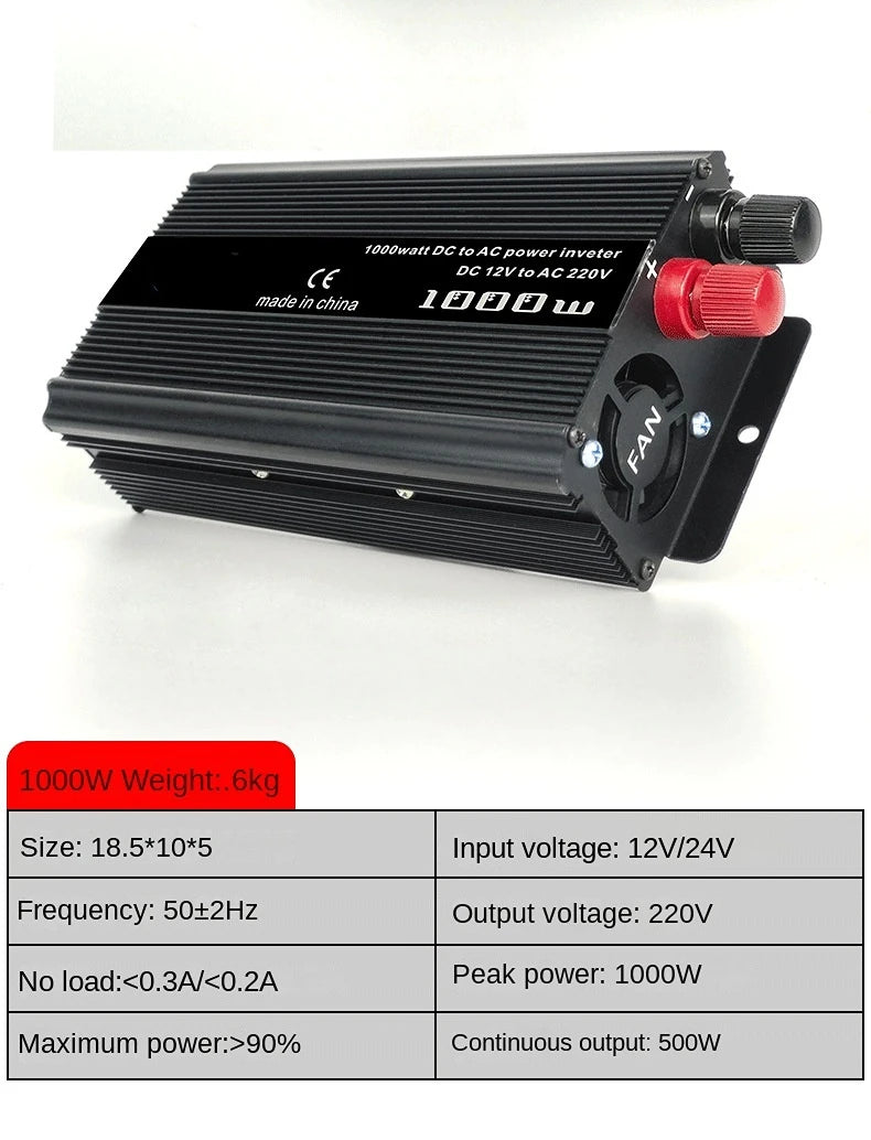 Solar Inverter, JooOwatt DC-AC Power Inverter converts 12V DC to 220V AC, made in China.