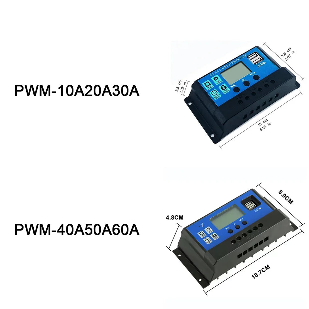 30A20A10A 12V24V LCD PWM Voltage Solar Controller, Compact voltage controller for solar panels and battery charging.