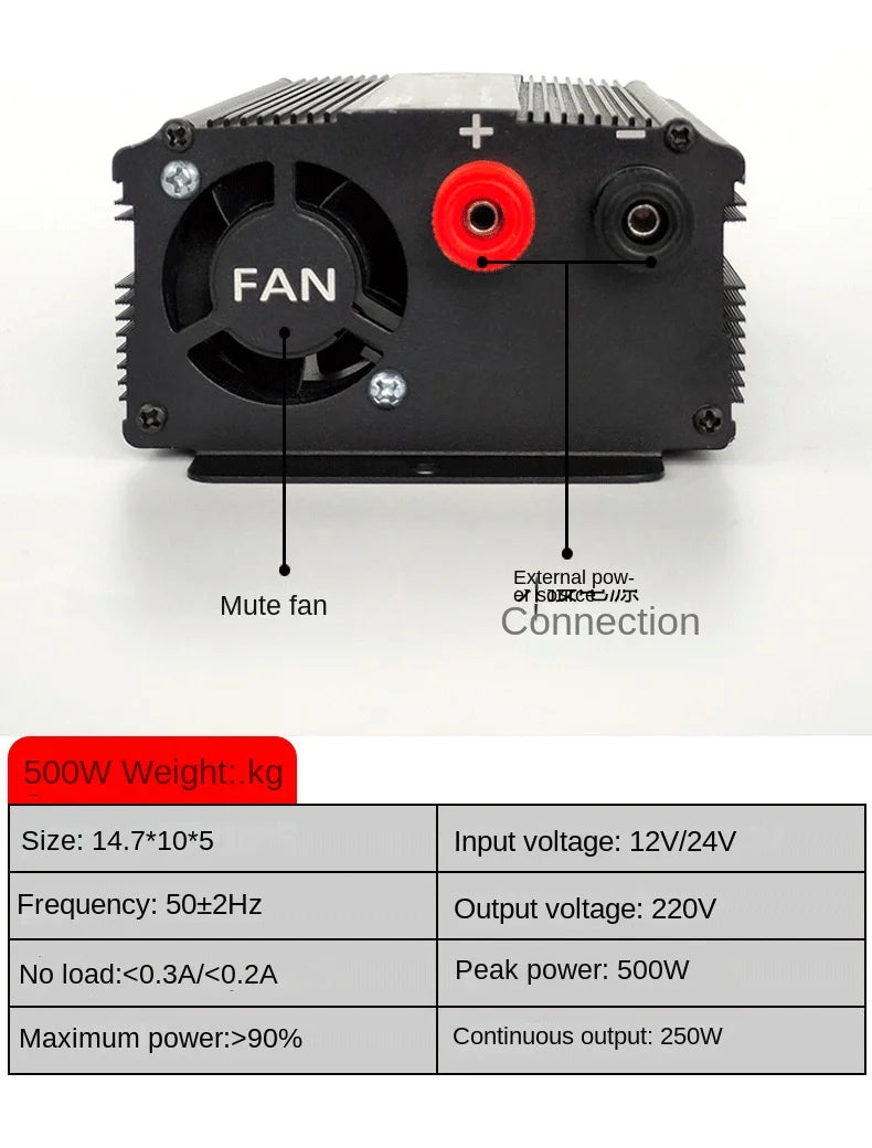 Solar inverter converts DC to AC, efficient and portable with 500-2000W power and quiet operation.