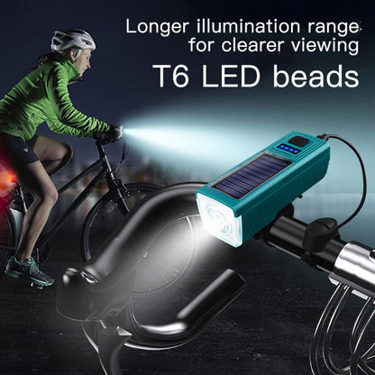 Solar Bike Light USB Charge Bicycle Light with Bicycle Horn - Waterproof Cycling Light 2000mAh As A Power Bank with 130dB Tweeter