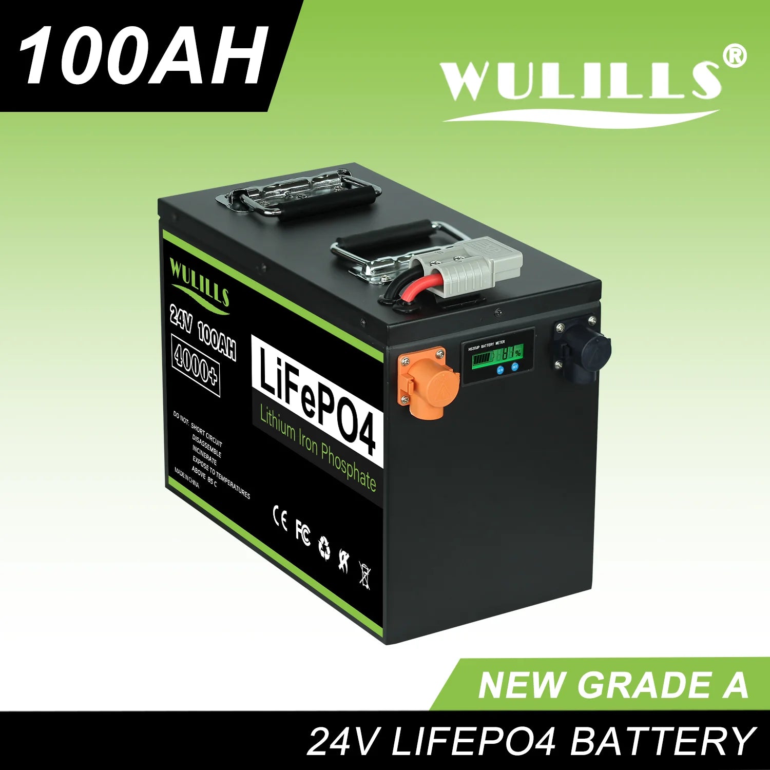Grade A LiFePO4 Battery for home solar power with built-in BMS and capacities from 100Ah to 400Ah.