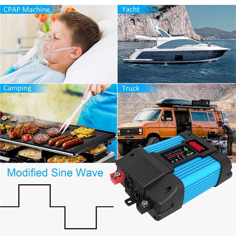 12V to 110/220V Solar Panel, Off-grid power kit for portable devices like CPAP machines, yachts, and trucks.