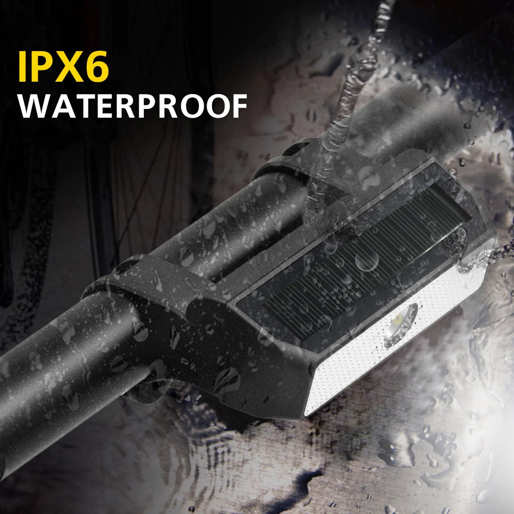 Waterproof Solar Panel Bike Front Light, Waterproof and suitable for rainy and wintery conditions.