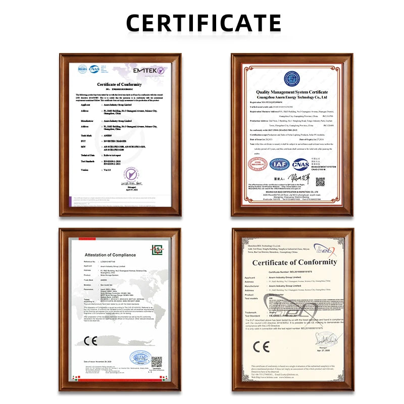 7200W 8200W 10200W On and Off Grid Solar Inverter, Certificate verifies solar inverter's safety and performance meets international standards.