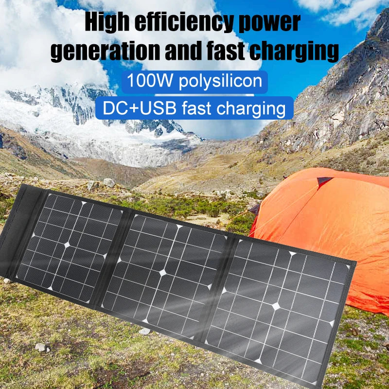 Efficient power generation and rapid charging with 18V DC and USB outputs for outdoor enthusiasts.