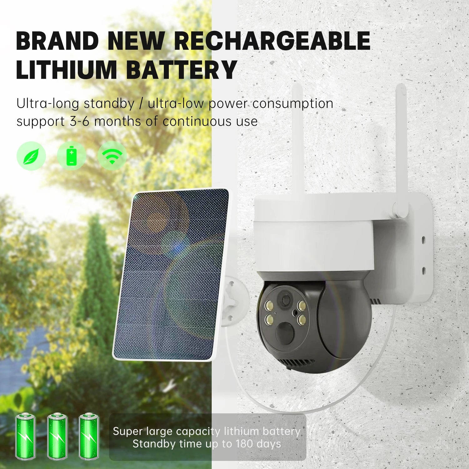CHAMOUS 2.5K 4MP WiFi Wireless Outdoor IP Camera, Lithium battery provides up to 6 months of continuous use or 180 days standby mode.
