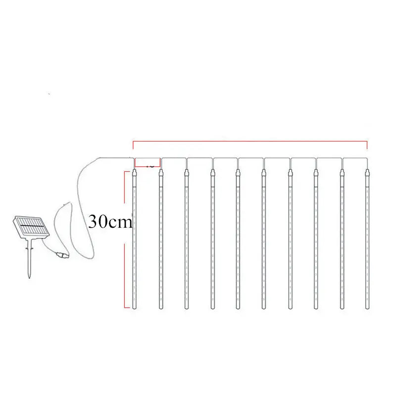 Solar Led Light, Solar-powered meteor shower light string with LED lights and ABS shell, IP65 waterproof.