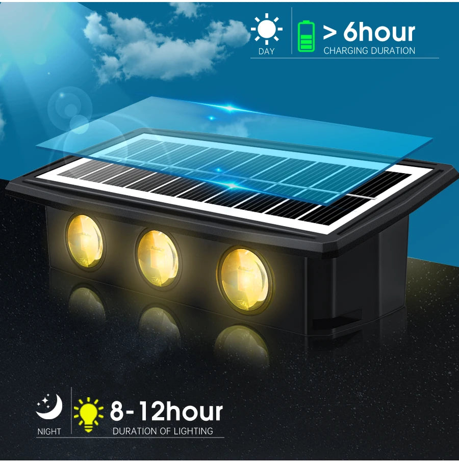 Decorative Solar Wall Light, Charges for 6 hours during the day and provides up to 12 hours of lighting at night.