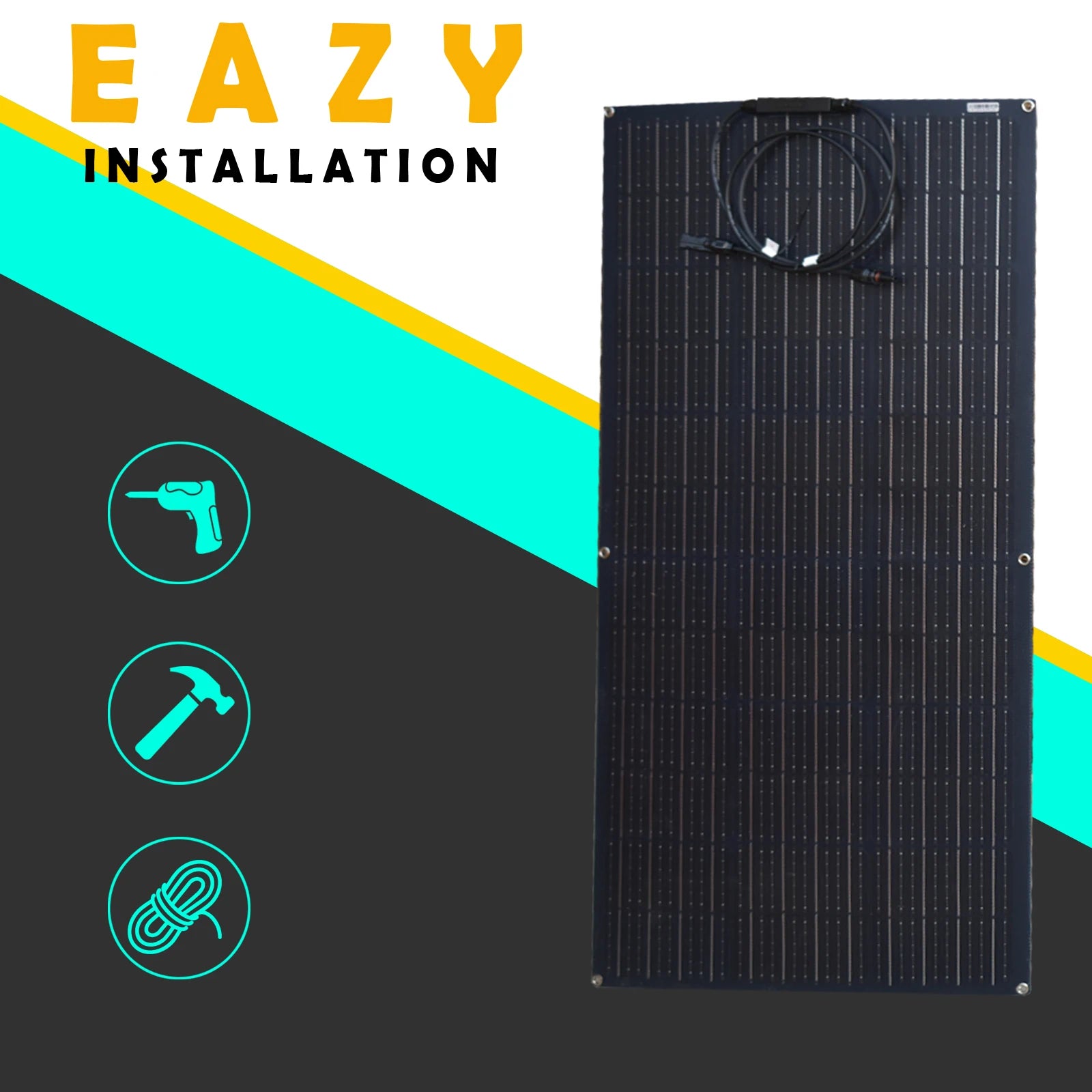 JINGYANG long lasting Semi Flexible solar panel, Photovoltaic module specifications: monocrystalline silicon, 100W max power.