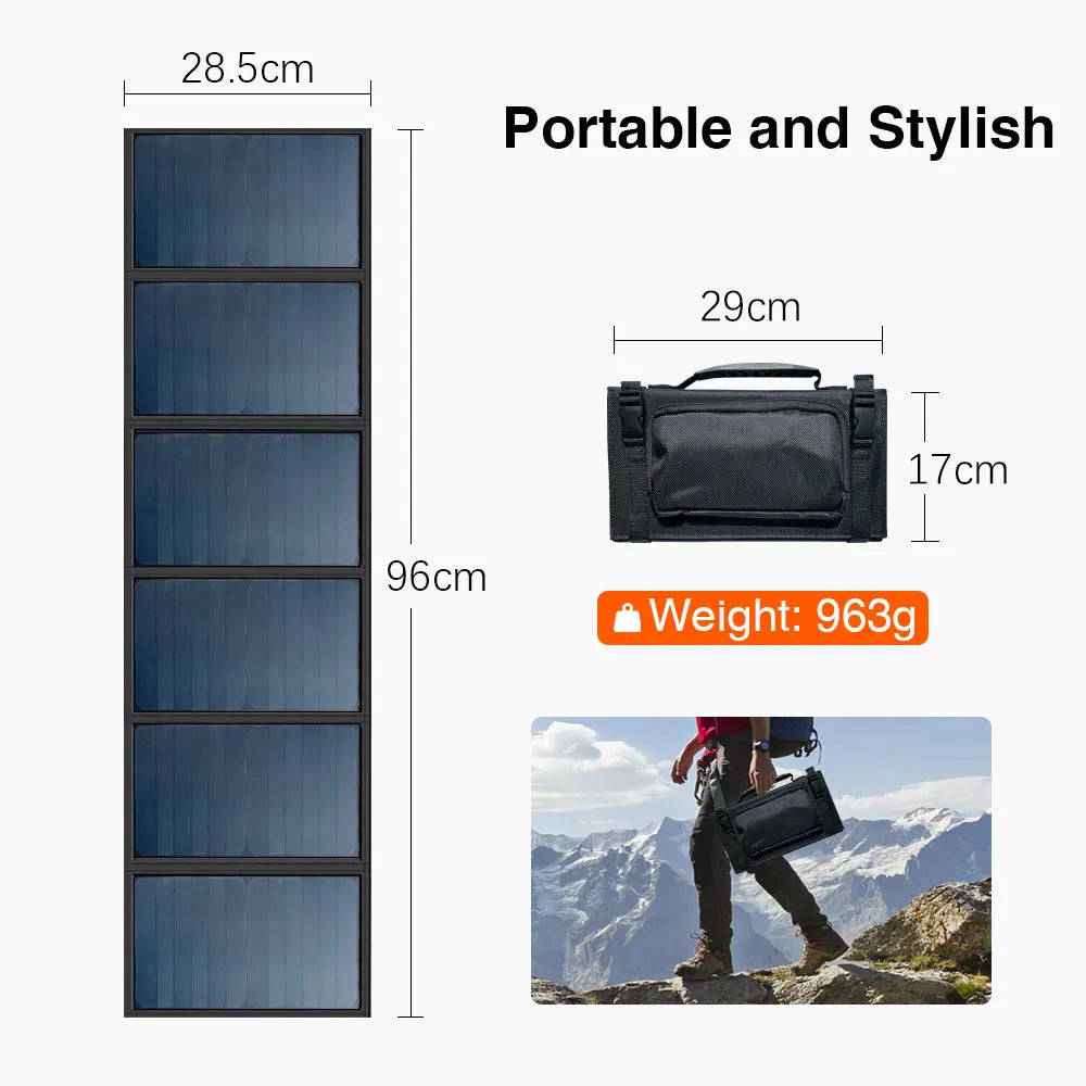 Outdoor camping Solar Panel, Compact solar panel with compact design, ideal for portable use.