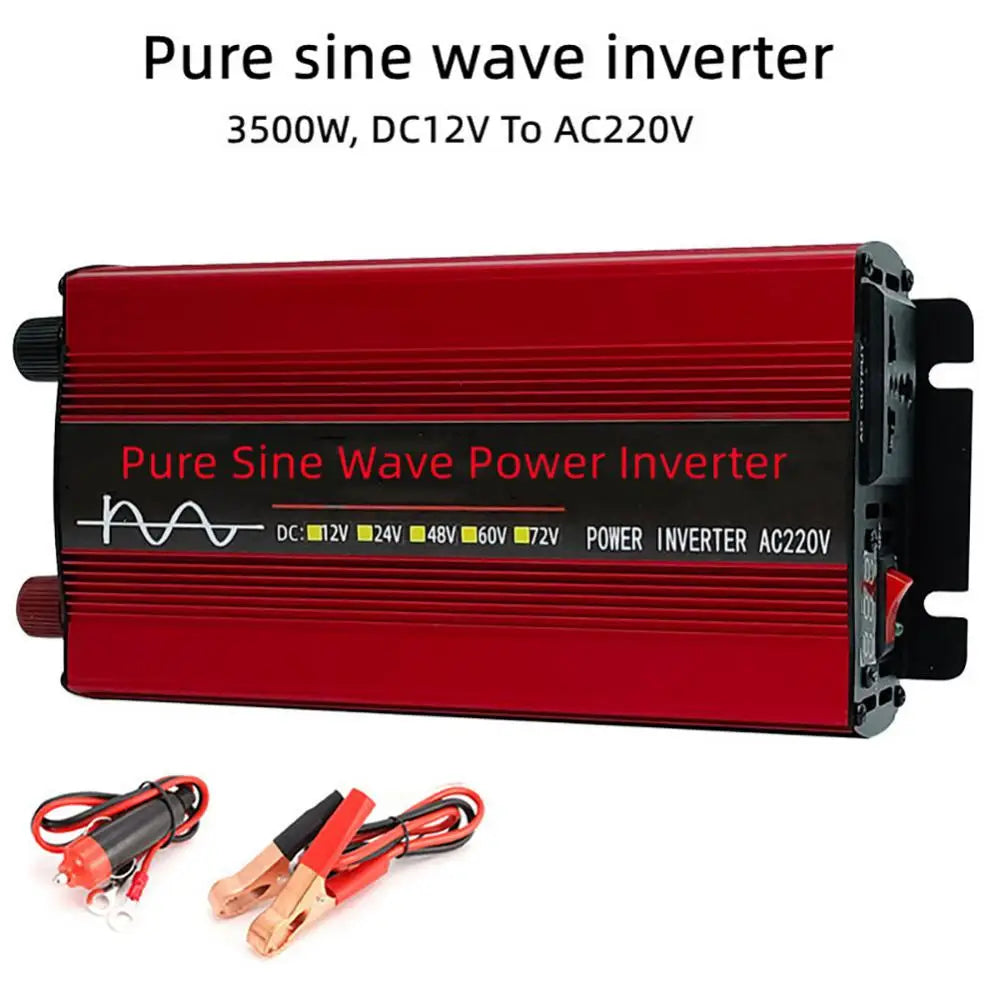 Pure Sine Wave Inverter, Sine wave inverter converts DC 12V to AC 220V, ideal for solar-powered car charging and other uses.