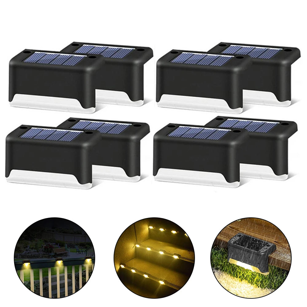 Waterproof solar deck light features durable ABS shell and high-quality solar panels for rain, wind, and snow resistance.