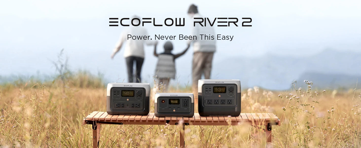 EcoFlow RIVER 2: Portable Power Station with 256Wh capacity and 300W AC outlets for off-grid living.