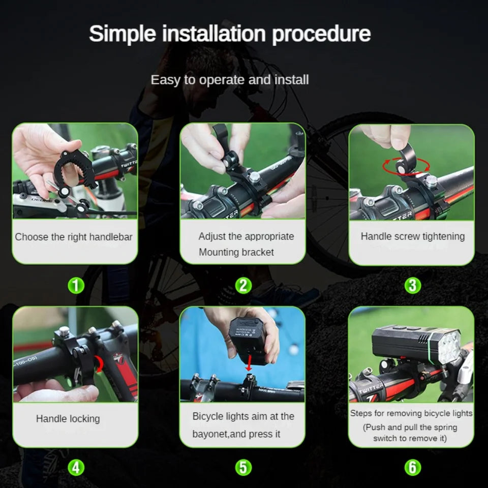 Adjust handlebar, secure with bracket, and lock in place for easy installation.