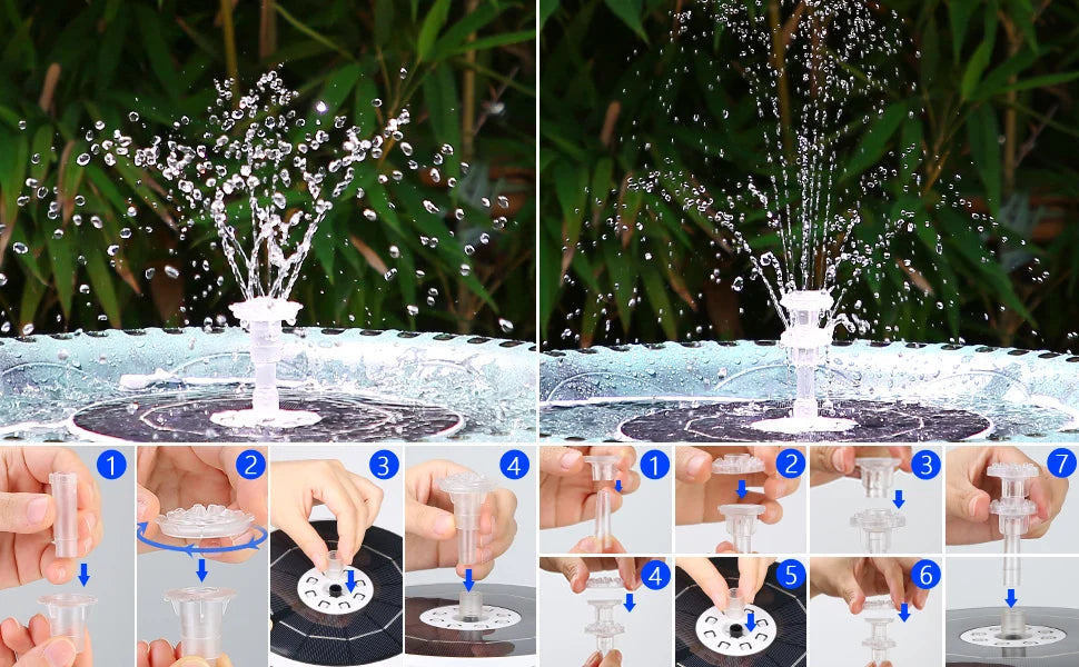 AISITIN 5.5W LED Solar Fountain, Retractable brackets for adjustable installation and easy adjustment on bird baths.