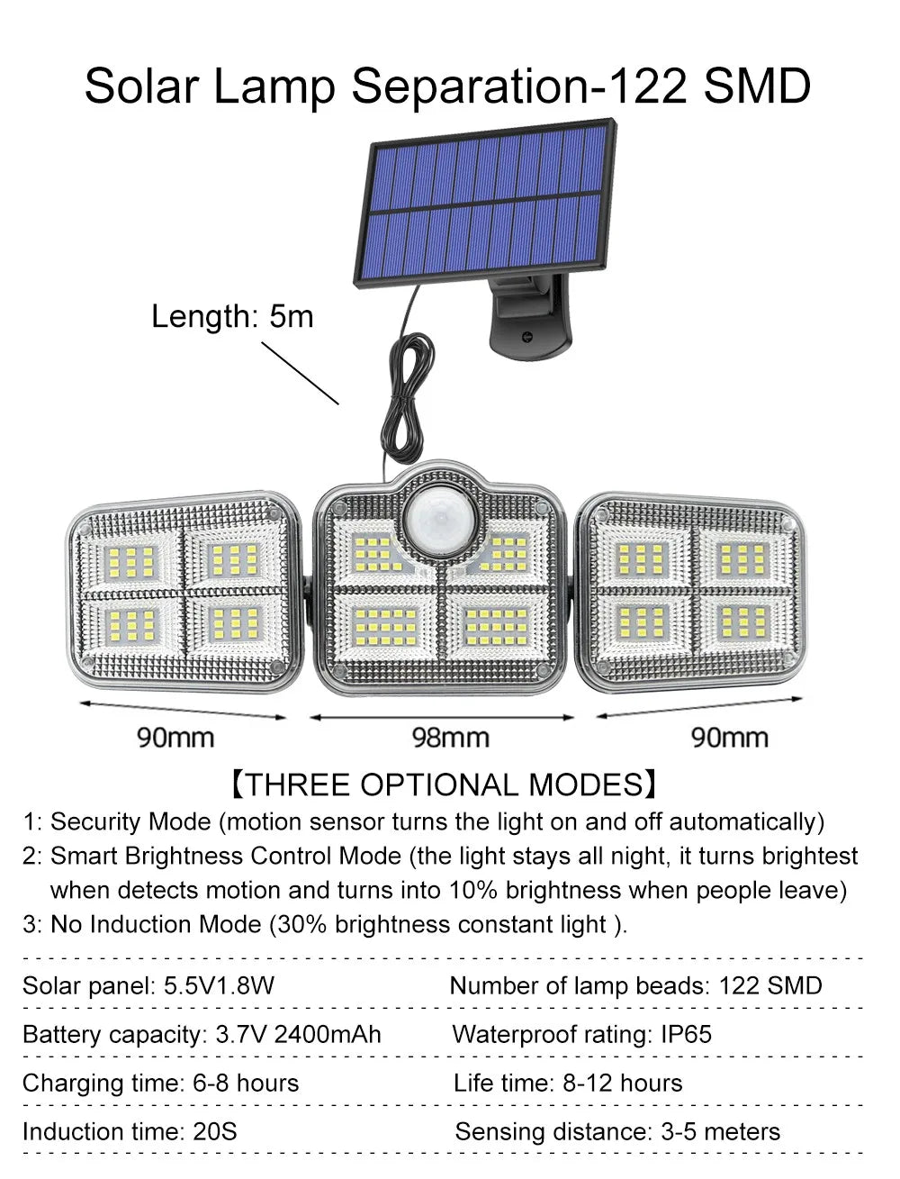 122/138/171/198/333 LED Solar Light, 122/138/171/198/333